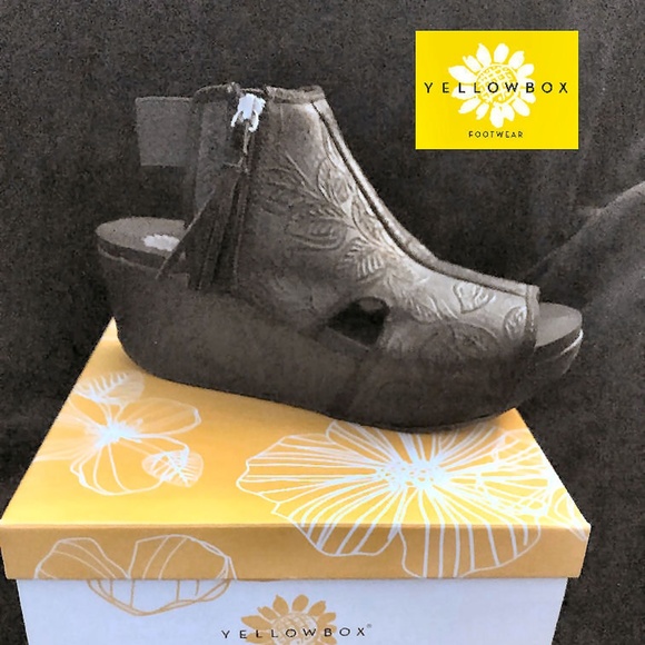 yellow box shoes wedges